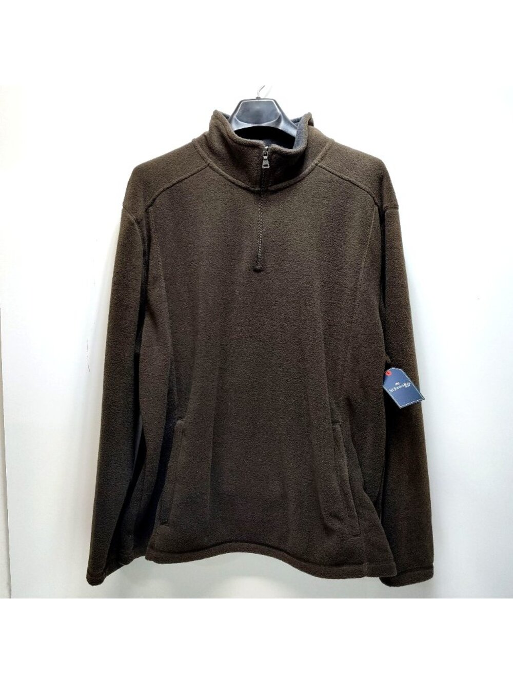 St. Johns Bay Quarter Zip Fleece Pullover Kangaroo Pocket Business Casual Men XL